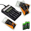 Fenix ARE-C2 four bays Li-ion  Ni-MH advanced universal smart battery charger, Three Fenix 18650 ARB-L2S 3400mAh rechargeable batteries (For PD35 PD32 TK22 TK75 TK11 TK15 TK35 TK51) with EdisonBright Batteries sampler pack For Discount