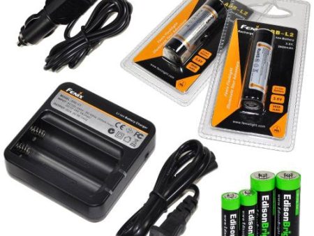 Fenix ARE-C1 two bays Li-ion 18650 home in-car battery charger, Two Fenix 18650 ARB-L2 2600mAh rechargeable batteries (For PD35 PD32 TK22 TK75 TK11 TK15 TK35) with EdisonBright Batteries sampler pack Online now