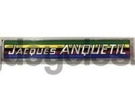 ANQUETIL metalised down-tube panel with rainbow band background. For Sale