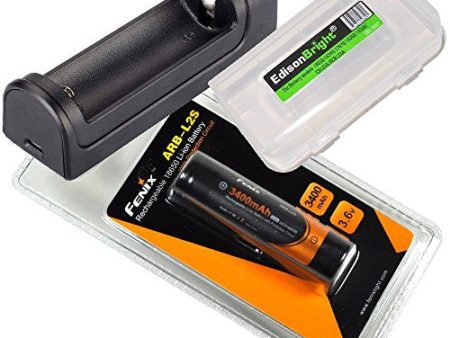 Fenix ARE-X1 battery charger, Fenix ARB-L2S 3400mAh protected battery 18650 with EdisonBright Battery carry case bundle For Cheap