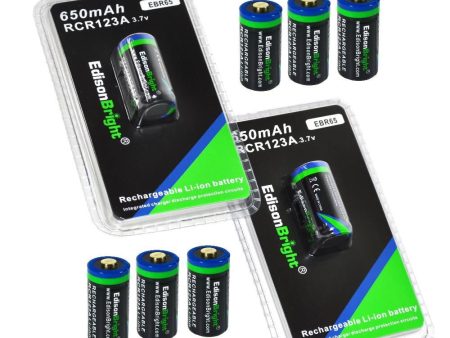 8 Pack Brand New EdisonBright EBR65 16340 (RCR123A) rechargeable Li-ion batteries Online now