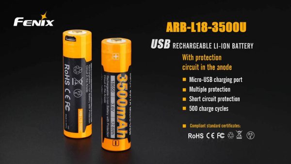 Fenix ARB-L18-3500U 3500mAh 18650 Li-ion direct Micro USB rechargeable Battery Cheap