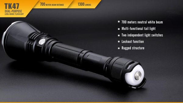 Brand New TK47 1300 Lumens CREE LED Dual-purpose Flashlight with SOS, RED Flasher For Cheap