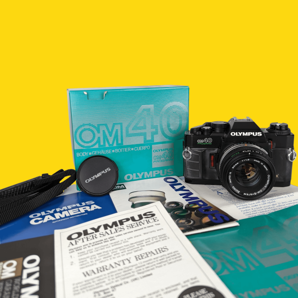 BRAND NEW - Olympus OM40 Program Black 35mm SLR Film Camera with Olympus Prime Lens Fashion