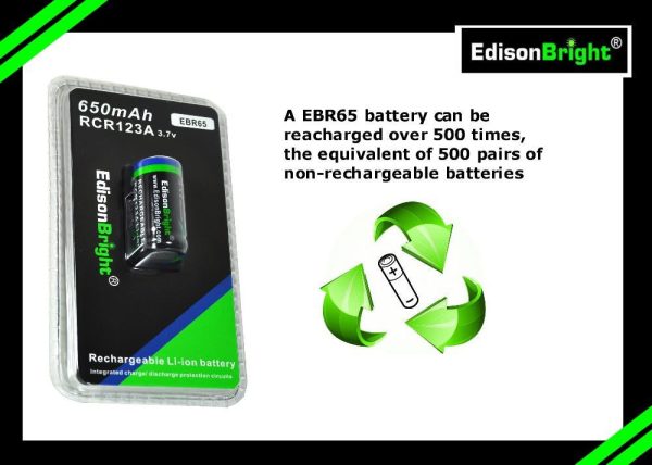 8 Pack Brand New EdisonBright EBR65 16340 (RCR123A) rechargeable Li-ion batteries Online now