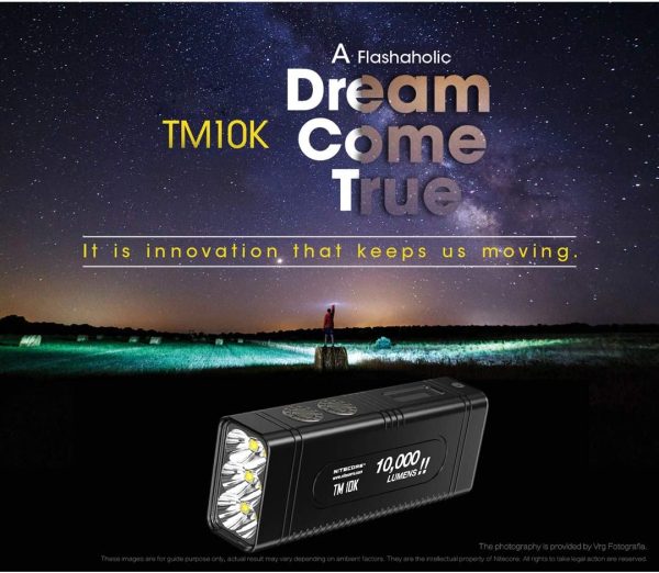 Nitecore TM10K TM10K Tiny Monster 10,000 Lumen Burst Rechargeable Flashlight, Black Supply