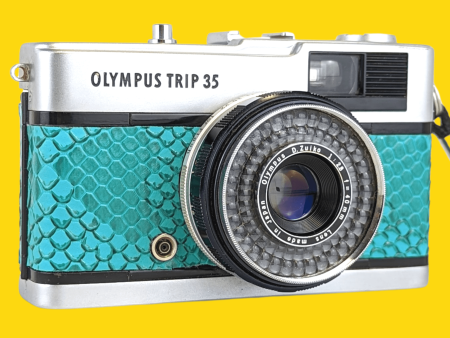 Olympus Trip 35 Turquoise Lizard Leather Point and Shoot 35mm Film Camera Online Hot Sale