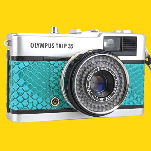 Olympus Trip 35 Turquoise Lizard Leather Point and Shoot 35mm Film Camera Online Hot Sale