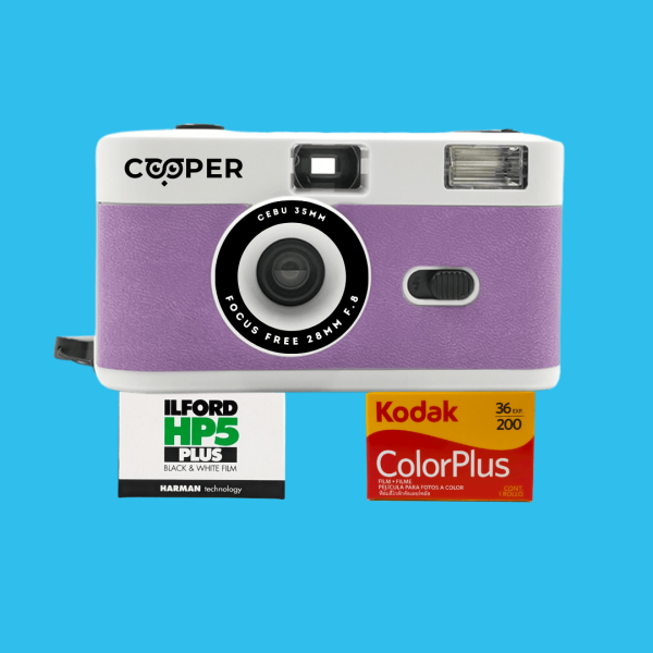 35mm Film Camera Reusable Starter Pack with Flash and 2 x 35mm Film - Violet Cooper Online