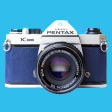 Pentax K1000 Navy Leather Vintage SLR 35mm Film Camera with Pentax f 2 50mm Prime Lens. on Sale