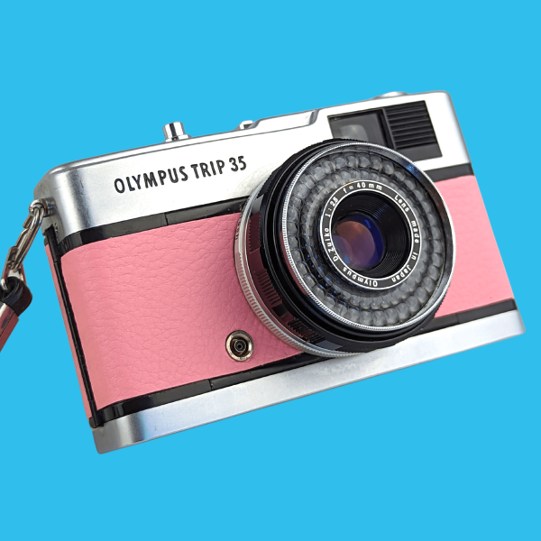 Olympus Trip 35 Pink Leather Point and Shoot 35mm Film Camera on Sale