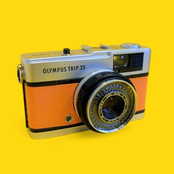 Olympus Trip 35 Orange Leather Point and Shoot 35mm Film Camera Cheap