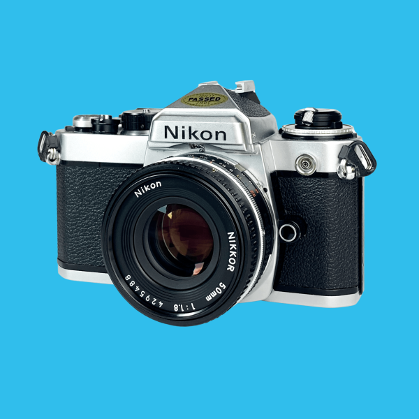 Nikon FE (Silver) 35mm SLR Film Camera With Nikkor 50mm F1.8 Lens For Discount