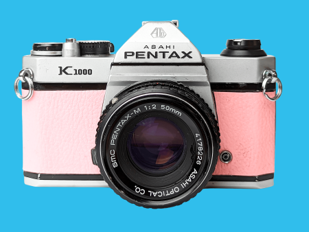 Pentax K1000 Pink Leather Vintage SLR 35mm Film Camera with Pentax f 2 50mm Prime Lens. Supply