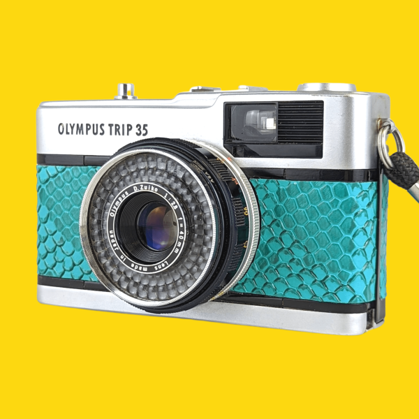 Olympus Trip 35 Turquoise Lizard Leather Point and Shoot 35mm Film Camera Online Hot Sale