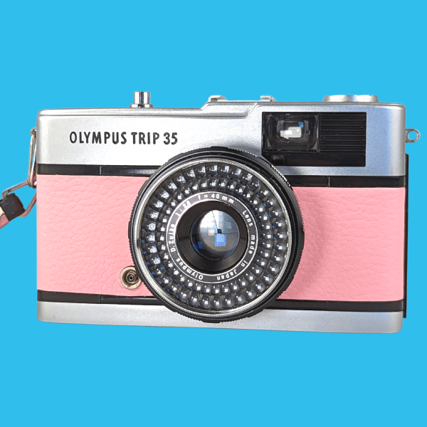 Olympus Trip 35 Pink Leather Point and Shoot 35mm Film Camera on Sale